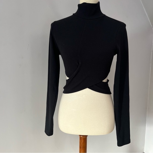 Porsha Williams black two piece co ord set turtleneck crop top maxi skirt fitted - Picture 4 of 13